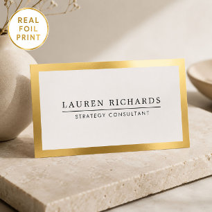 Professional Luxe Gold Foil Border Business Cards
