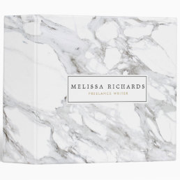 Professional Luxe Minimalist White Marble 3 Ring Binder