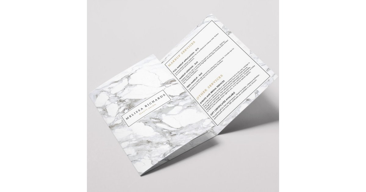 Professional Luxe Minimalist White Marble Brochure | Zazzle