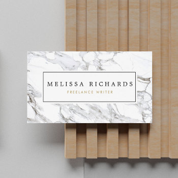 Professional Luxe Minimalist White Marble Business Card by 1201am at Zazzle