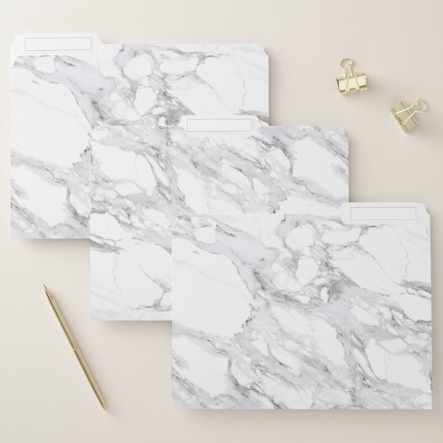Professional Luxe Minimalist White Marble File Folder (Set)