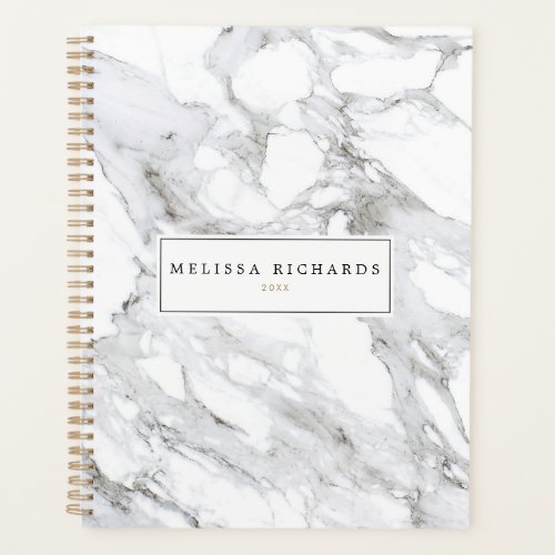 Professional Luxe Minimalist White Marble Planner