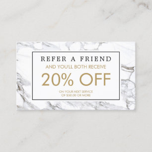 Professional Luxe Minimalist White Marble Referral Business Card
