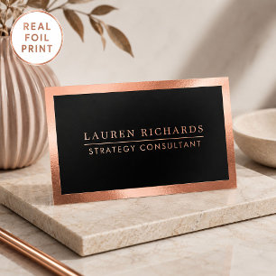 Professional Luxe Rose Gold Foil and Black Business Cards