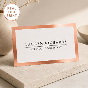 Professional Luxe Rose Gold Foil Border Business Cards