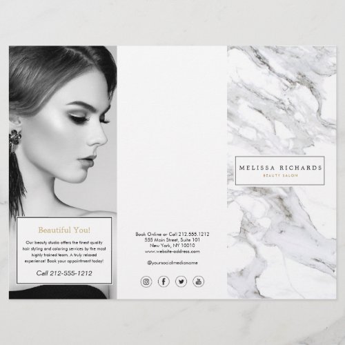 Professional Luxe White Marble Tri_Fold Brochure Flyer