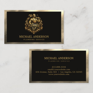 Professional Luxury Black Gold Plumbing Service Business Card