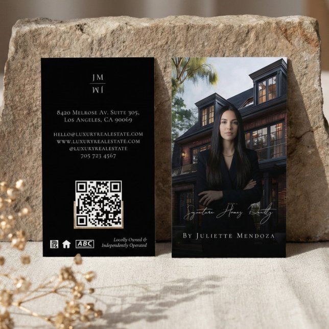 Professional Luxury Black Real Estate Agent Photo  Business Card (Professional Luxury Black Real Estate Agent Photo Business Card)