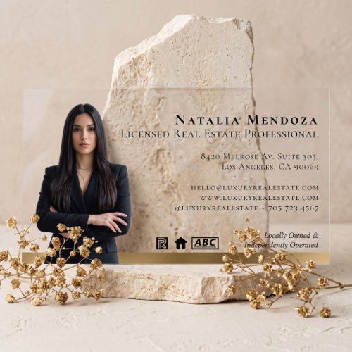 Professional Luxury Black Real Estate Agent Photo Clear Business Cards
