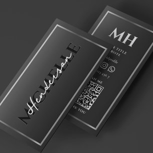 Professional Luxury Black Silver Frame Border Business Card