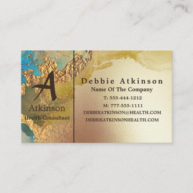 Professional Luxury Custom Blue Gold Business Card (Front)