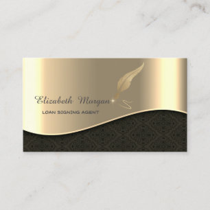 Professional Luxury Gold Glitter Feather Notary  Business Card