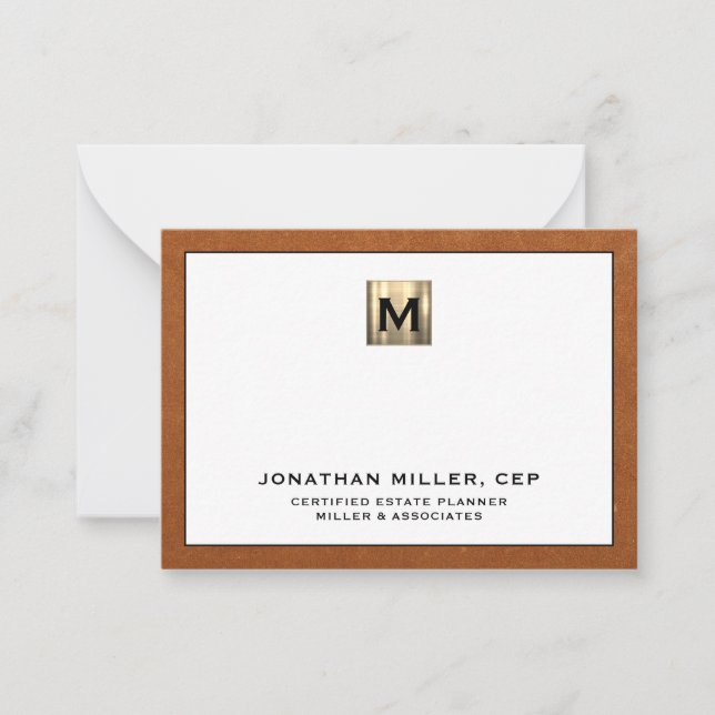 Professional Luxury Gold Initial Logo Note Card (Front)