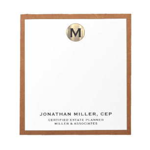Professional Luxury Gold Initial Notepad