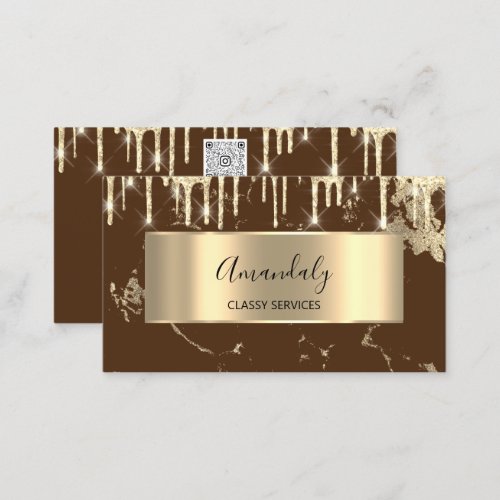 Professional Luxury Gold Royal Marble Brown Drip  Business Card
