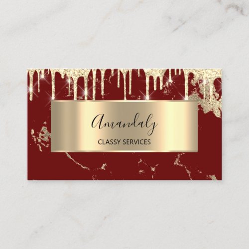 Professional Luxury Gold Royal Marble Burgund Drip Business Card