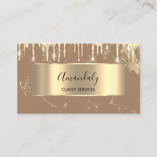 Professional Luxury Gold Royal Marble Ivory Drip   Business Card