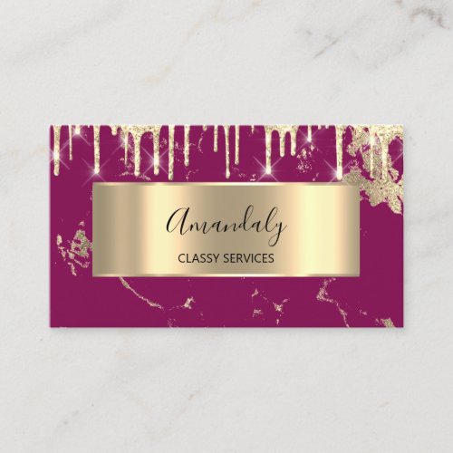 Professional Luxury Gold Royal Marble Pink Berry Business Card