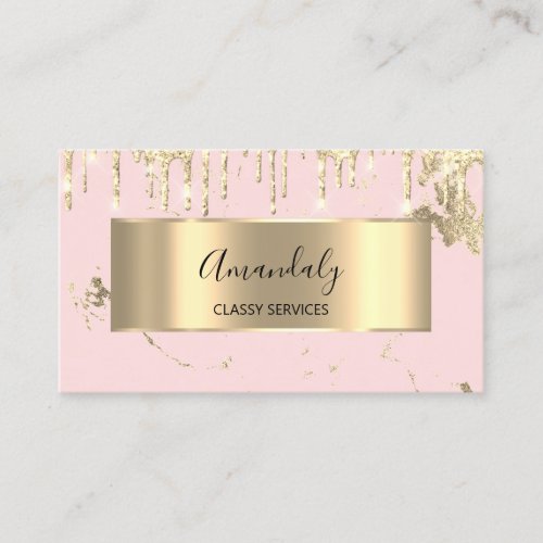 Professional Luxury Gold Royal Marble Pink Drip  Business Card