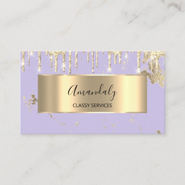 Professional Luxury Gold Royal Marble Purple Viole Business Card (Front)