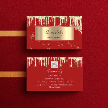 Professional Luxury Gold Royal Marble Red Drip  Business Card by luxury_luxury at Zazzle