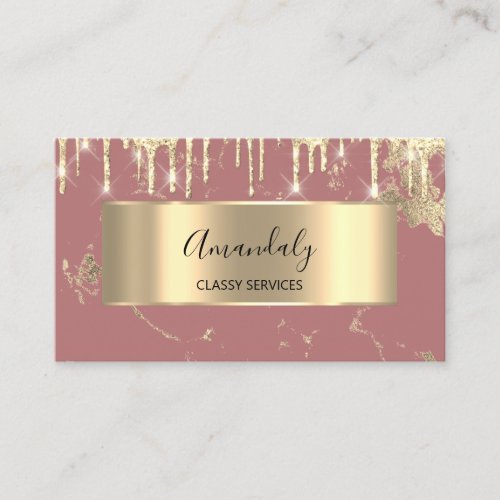 Professional Luxury Gold Royal Marble Rose Drip Business Card
