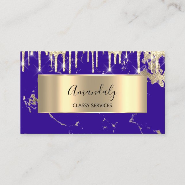 Professional Luxury Gold Royal Marble Royal Blue Business Card (Front)