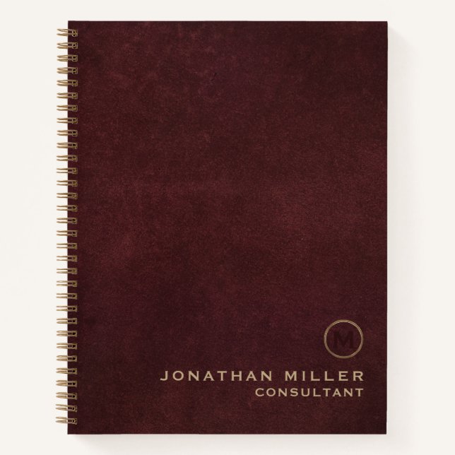 Professional Luxury Leather Gold Monogram Notebook (Front)