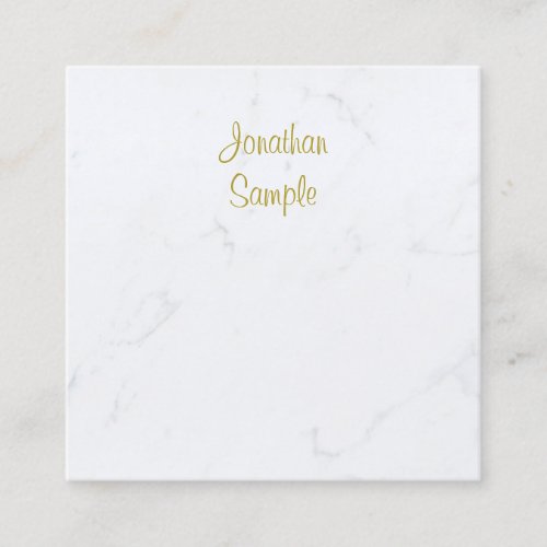 Professional Luxury Modern White Marble Gold Text Square Business Card