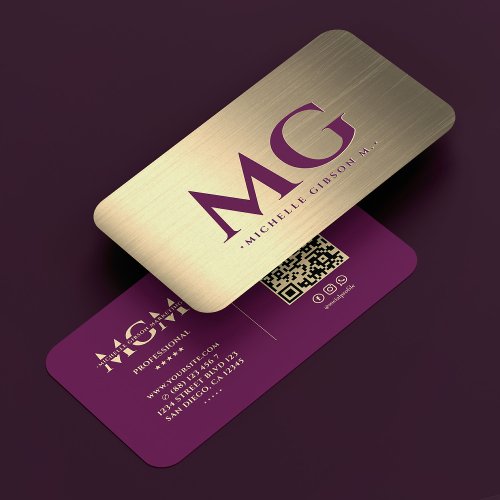 Professional Luxury Purple Gold Marketing Modern Business Card