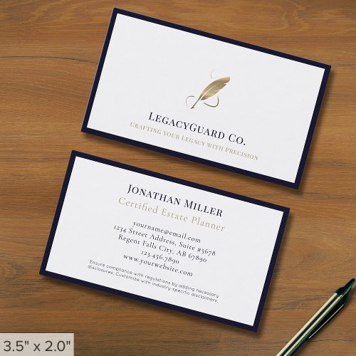 Professional Luxury Quill Logo Business Card