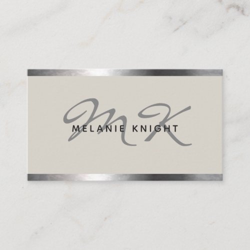 Professional Luxury Style Beige  Chrome Design Business Card