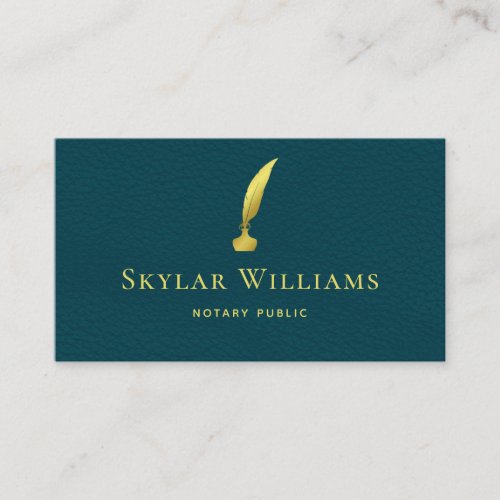 Professional Luxury Teal Faux Leather Notary Business Card