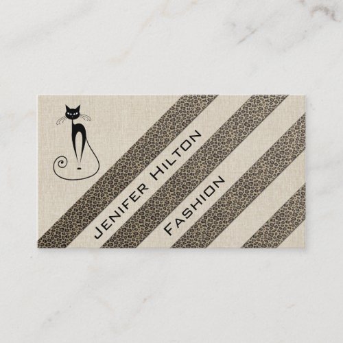 Professional luxury texture leopard stripes cat business card templates