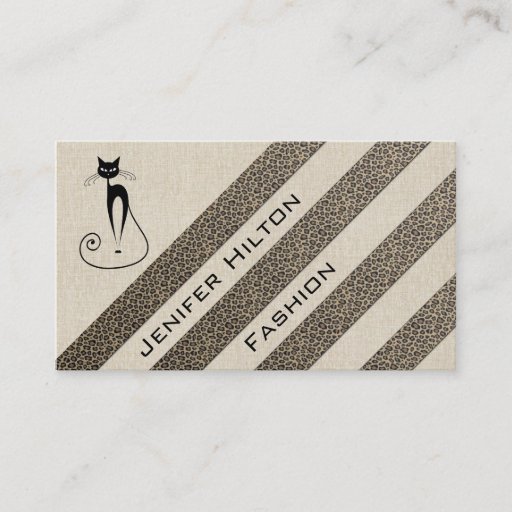 Customizable Professional luxury texture leopard stripes cat business card templates