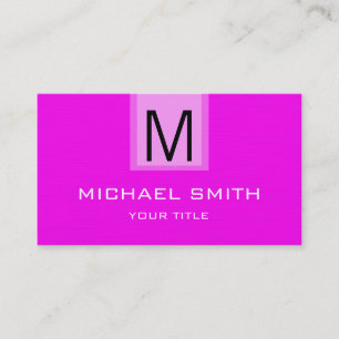 Professional Magenta Solid Color Monogram Business Card