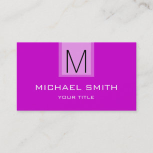 Professional Magenta Solid Color Monogram Business Card