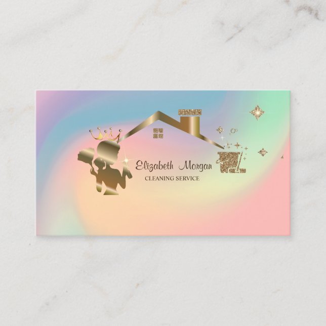 Professional Maid Cleaning House Holographic Business Card (Front)