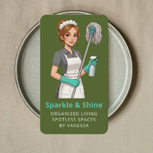 Professional Maid House Cleaning Housekeeping Business Card
