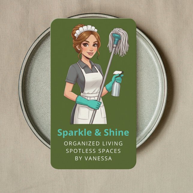 Professional Maid House Cleaning Housekeeping Business Card (Creator Uploaded)