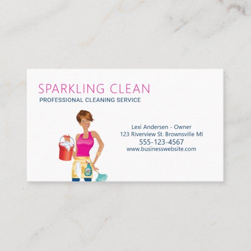 Professional Maid House Cleaning Service Business Card