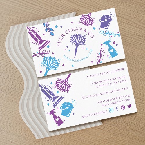 Professional Maid  House Cleaning ToolsSupplies  Business Card