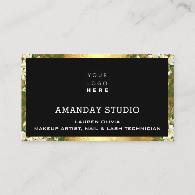 Professional Makeup Appointment Card Gold Logo LUX (Front)