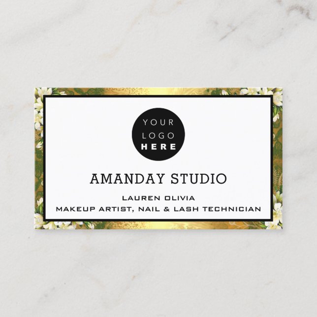 Professional Makeup Appointment Custom Logo Gold Business Card (Front)