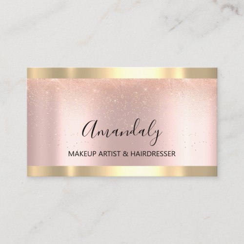 Professional Makeup Artist Beauty Blog Rose Gold Business Card