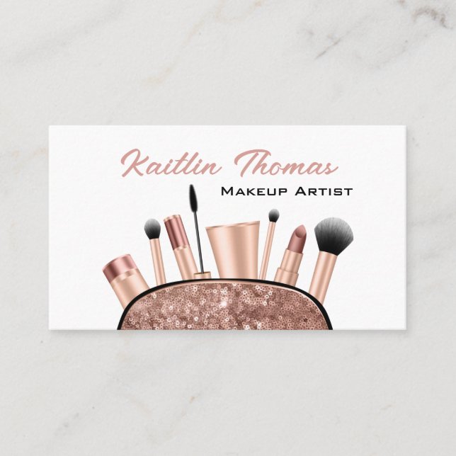 Professional Makeup Artist Beauty Business Card (Front)