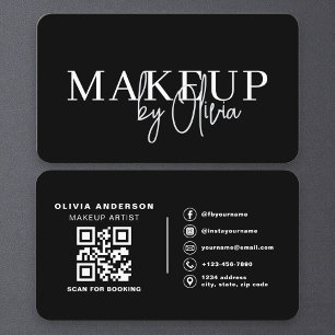 Professional Makeup Artist Black White Business Card
