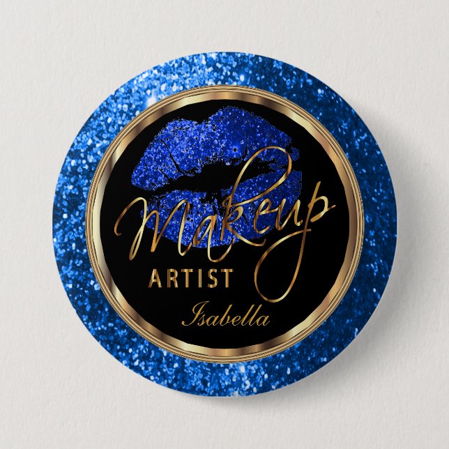 Professional Makeup Artist- Blue, Black and Gold Button (Front)