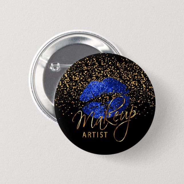 Professional Makeup Artist - Blue Lips Pinback Button (Front & Back)