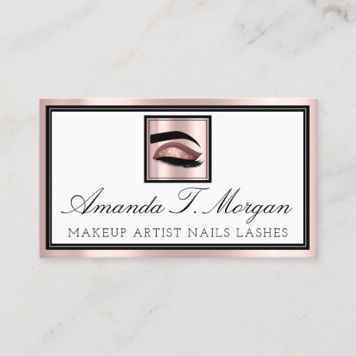 Professional Makeup Artist Brows Eyelash Rose Logo Business Card